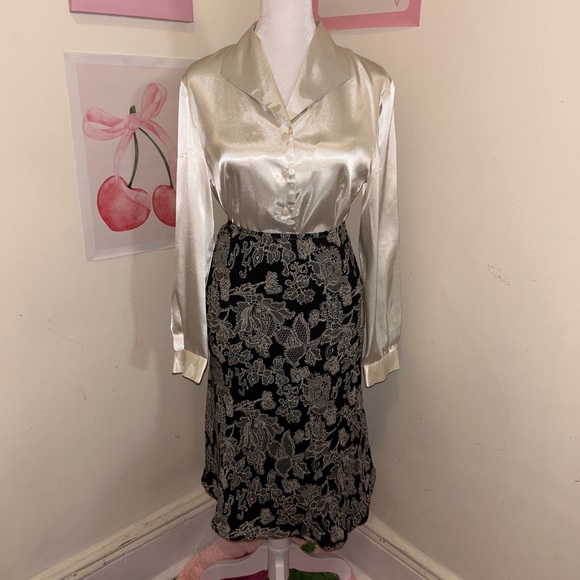 Vintage black and white midi skirt - Picture 1 of 4
